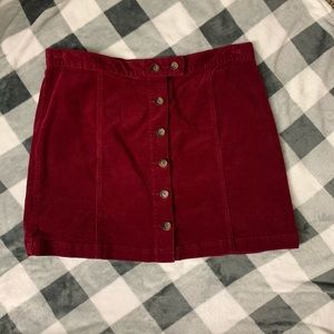 Plus size red corduroy skirt